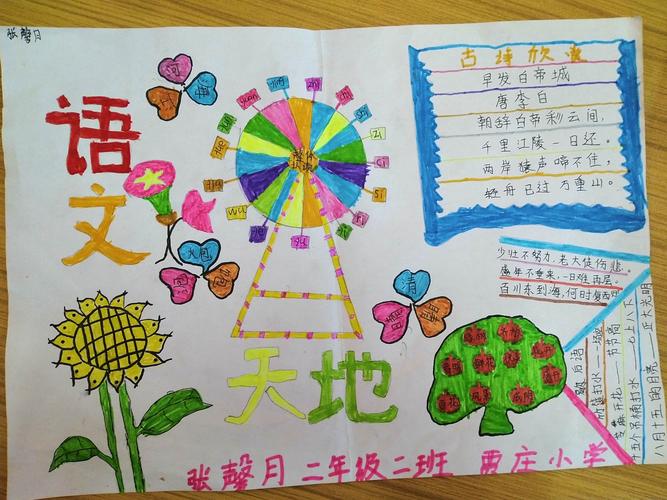 "我阅读 我快乐"二年级二班语文手抄报展示