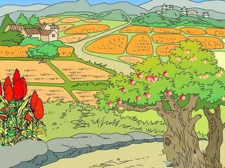 优秀的 秋天丰收的田野景象 儿童画