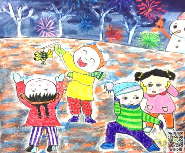 迎新年过春节儿童画-喜迎新春图片