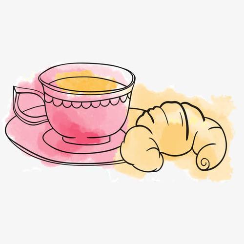 卡通水彩绘下午茶矢量图