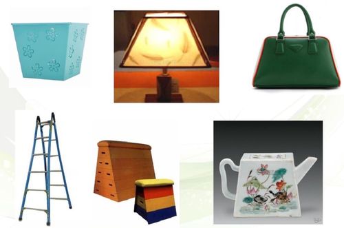 我们的生活中也有很多东西是梯形的,小朋友们在下面的图片中找一找