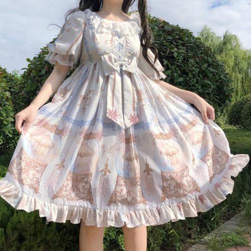 洛丽塔裙子lolita玻璃乐园长袖op lolita 轻薄夏天连衣裙 图片色长袖