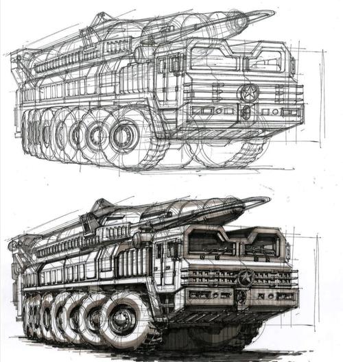 洲际导弹手绘_手绘_马克笔_马克笔手绘_人文_绘画