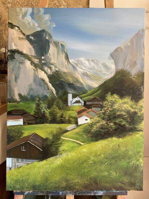 丙烯画|瑞士风景_风景_考研_绘画_瑞士_文化_绘画