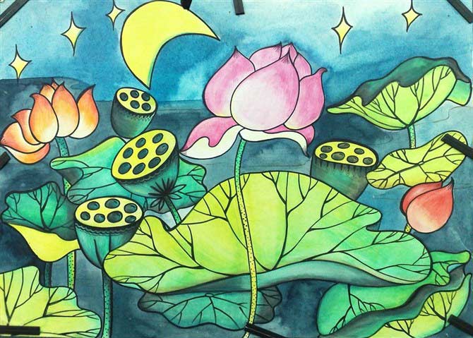 幼儿园教案网 儿童画 彩笔画 >> 正文[图文]荷花池美景_幼儿彩笔画