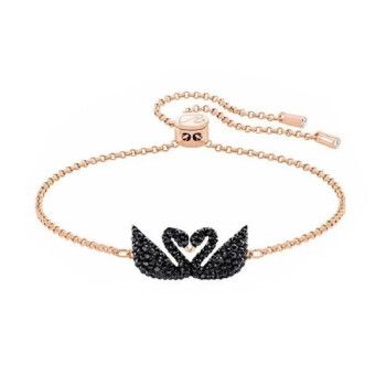swarovski天鹅手链,swarovski是什么牌子 swarovski/施华洛世奇 iconic swan双黑天鹅 时尚精致手链5344132