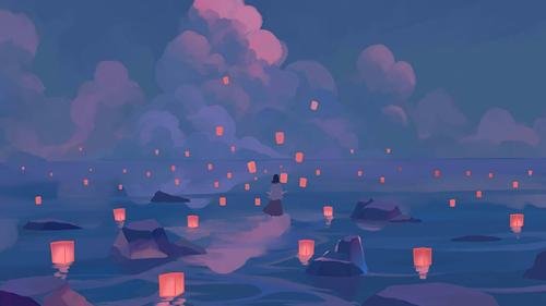 治愈系简约意境手绘插画壁纸(9张)