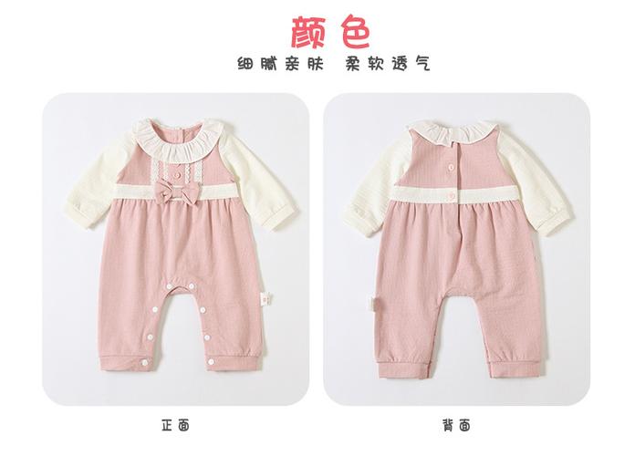 idea2019秋季新款童装新生儿女宝宝娃娃领哈衣婴幼儿装爬爬服9217