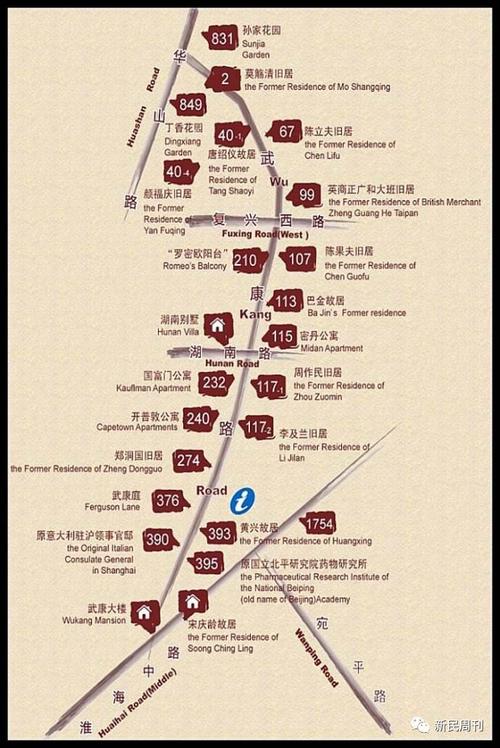 武康路历史旧居地图