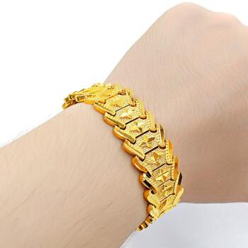 精选好货男士越南沙金手链宽版欧币厚金手表链女金色手链送男友镀金