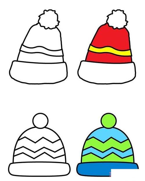 彩色婴儿帽子怎么画带步骤图 婴儿帽简笔画图片
