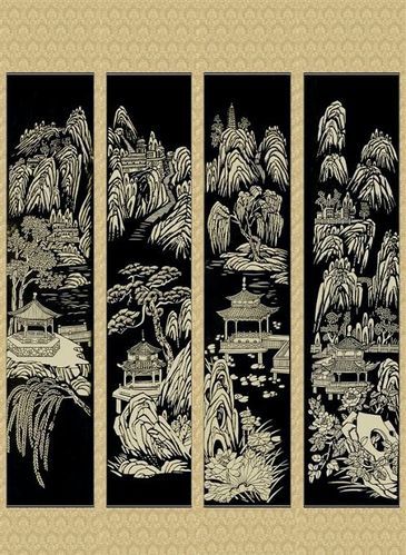 剪纸画山水