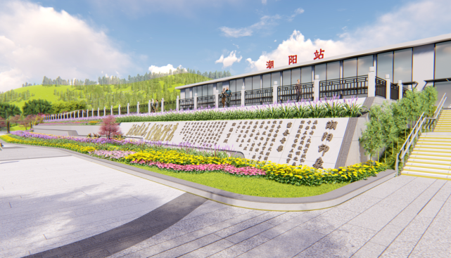 厦深铁路潮阳站站前广场及配套设施项目效果图地面6座主体建筑已