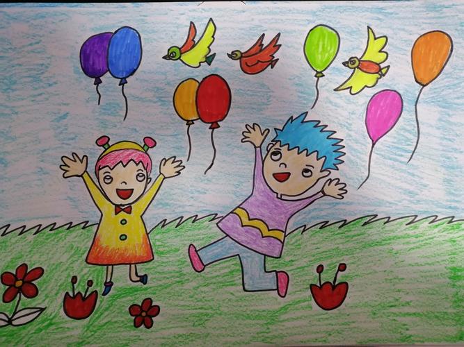 旬邑县第二幼儿园第14周教师简笔画《快乐六一》