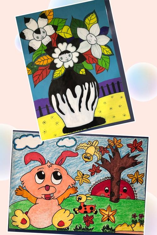 中班付老师绘画作品《欣欣向荣》《傻兔子》