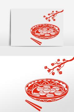 冬天冬季冬至剪纸饺子