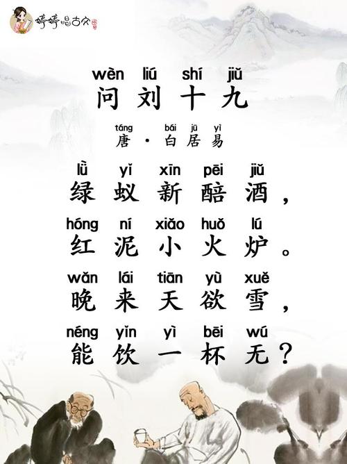 唐诗三百首-五言绝句-婷婷唱古文-白居易-问刘十九