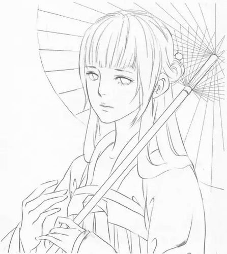 线稿 古风 插画