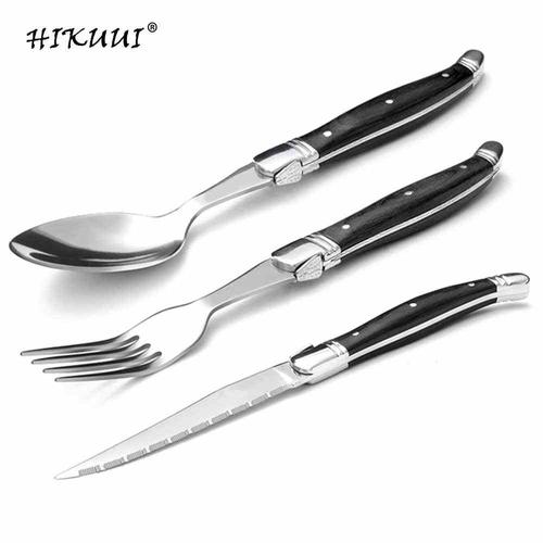 knives fork spoon wooden handle wood laguiole style dinner knife