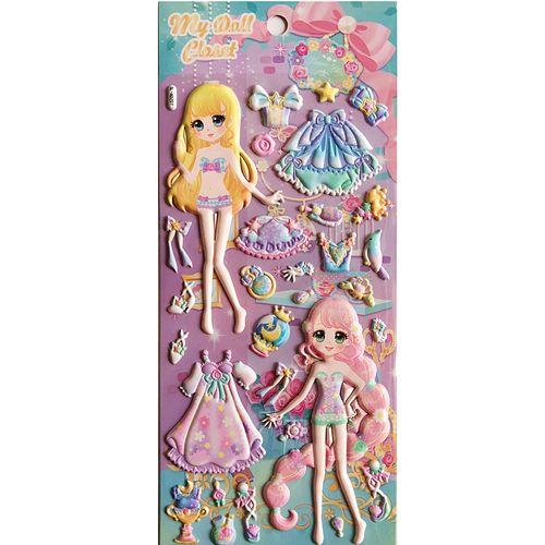 美少女芭比娃娃公主换装贴纸时尚儿童衣服泡泡古装贴纸