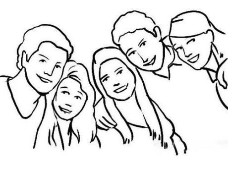 两个人靠在一起简笔画