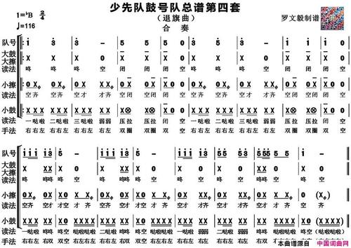 少先队鼓号队总谱第四套(退旗曲)