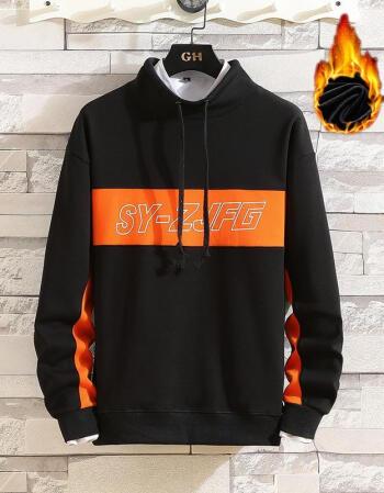 chenlang冬季中高领卫衣男加绒加厚青少年初中学生潮流无帽保暖修身