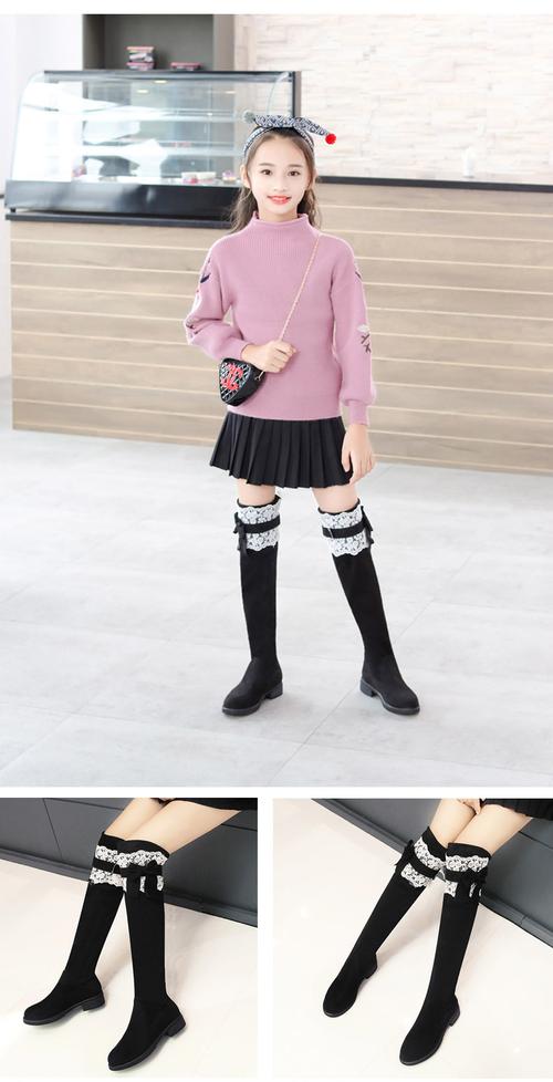 女童过膝靴子2018秋冬儿童长筒靴女孩弹力靴大童公主