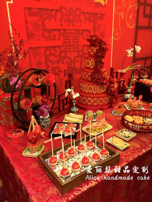 北京中式婚礼甜品台蛋糕生日杯子蛋糕茶歇甜点甜品桌定制同城包邮