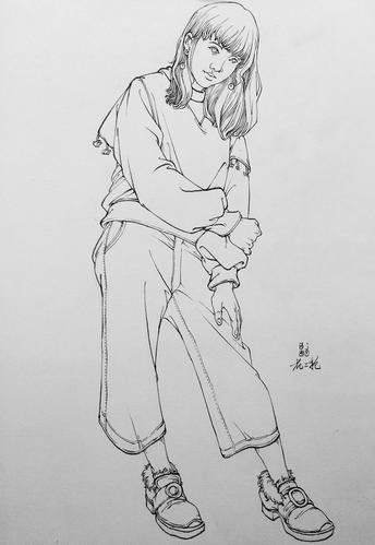 纯线速写|纯艺术|绘画|花二轮同学 - 原创作品 - 站酷