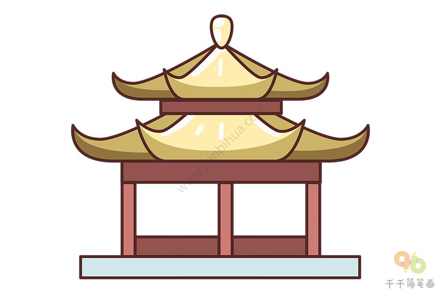 儿童学画亭子简笔画