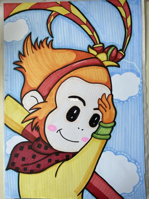 孙悟空 马克笔_马克笔_儿童画_文化_绘画
