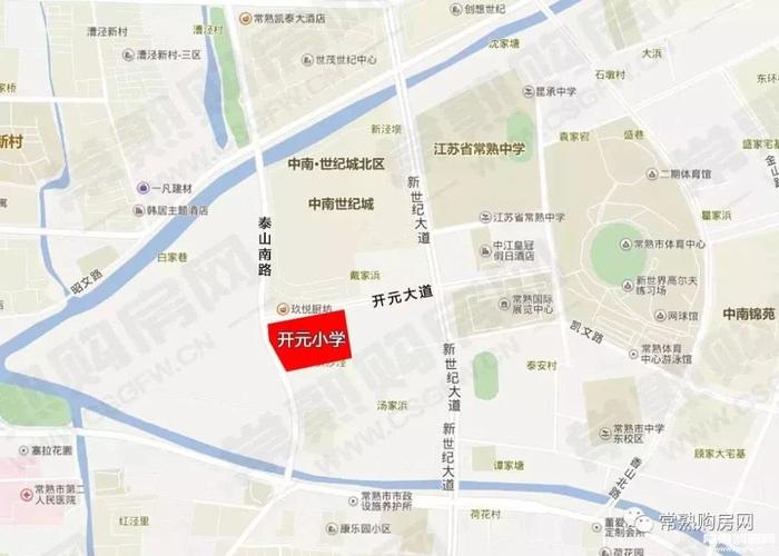 从位置图上可见,学校位于文化片区,西侧即为中南世纪城,距离常熟体育