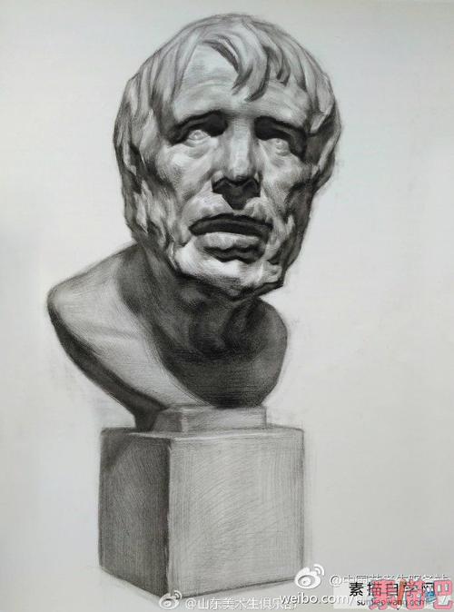 9个不同角度的海盗石膏像素描画