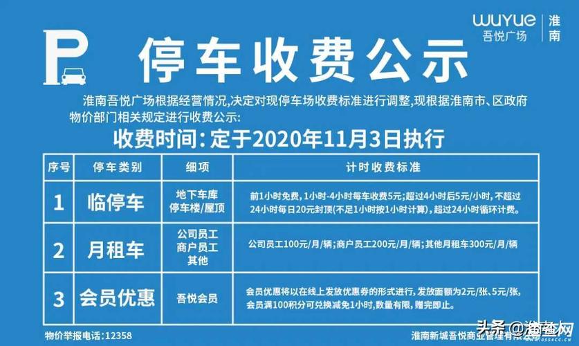 淮南吾悦广场停车收费公示