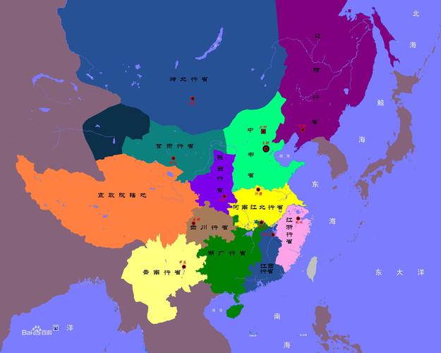 附上元朝行政地图与现代中国地图