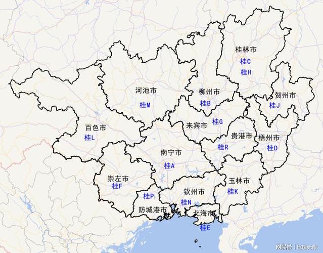 广西车牌号首字母分布地图