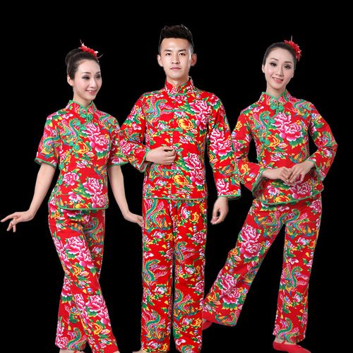 东北大花布衣服村姑衣服女二人转演出服搞笑碎花民族