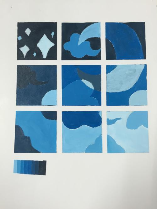 谁有色彩构成明度调试九宫格图片色彩构成作业-明度九调色构