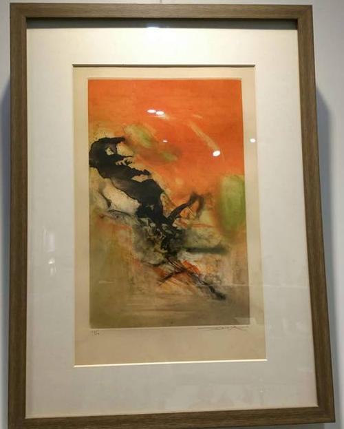 赵无极签名版画,约20 x 30cm