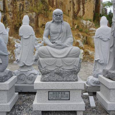 供应十八罗汉雕塑 十八罗汉石雕摆件 定做批发惠安石雕厂