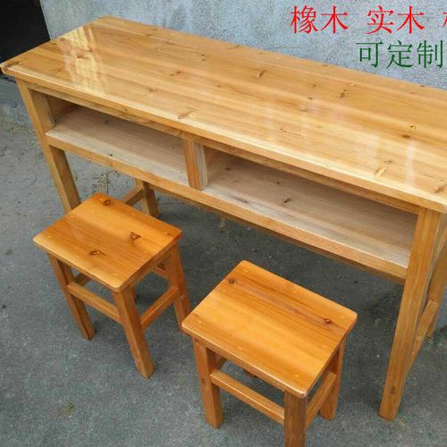 双人实木课桌椅中小学校厂家直销校具橡木松木定制课桌凳图片