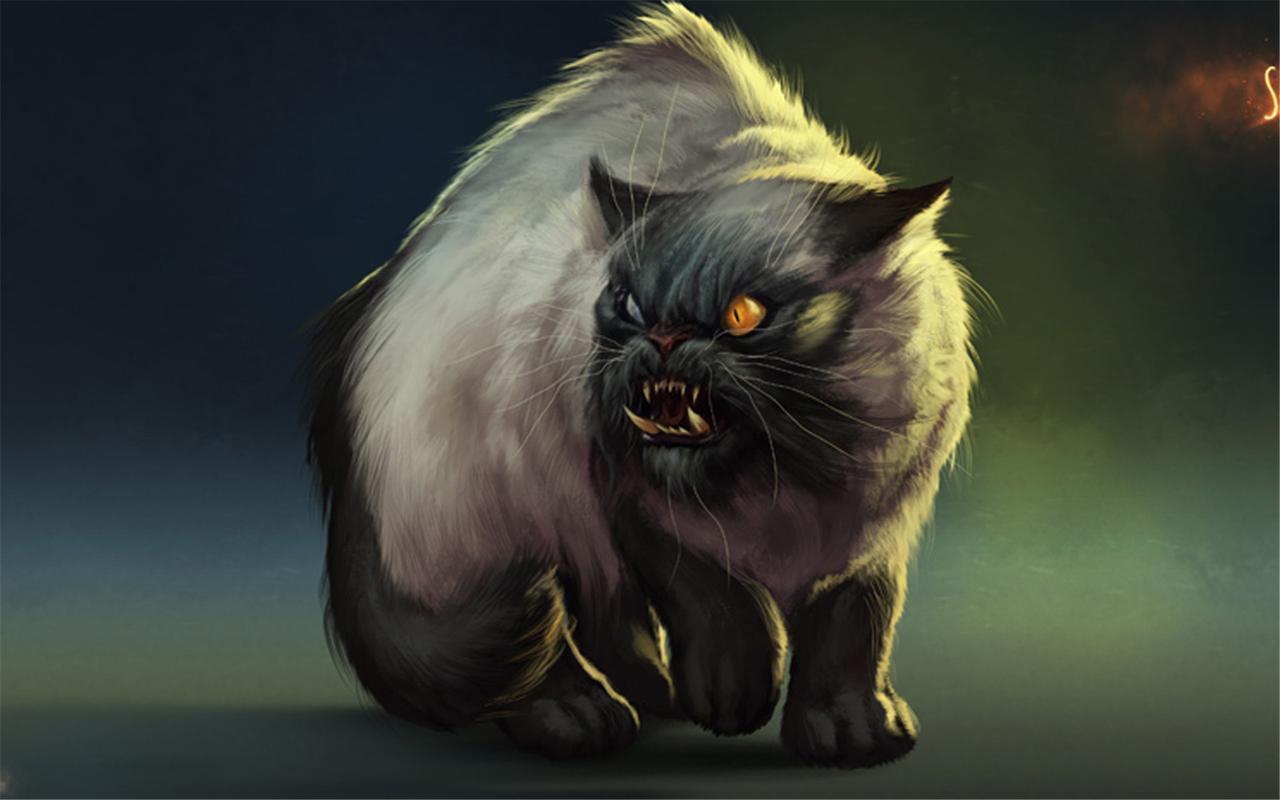 猫凶狠表情手绘创意素材电脑桌面壁纸图片下载