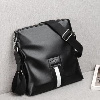 男士斜挎包韩版男背包皮包跨包男一件高级感生日礼物黑色竖款加手包