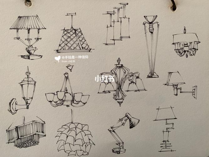 灯具绘画|线描画|钢笔画【附带教程】_灯具_绘画_钢笔