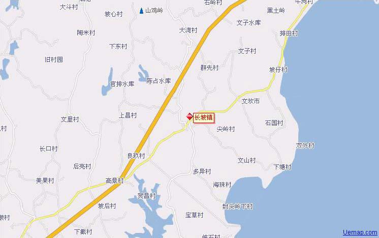 琼海市长坡镇行政地图