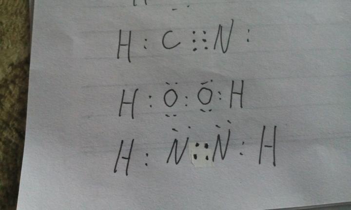 画出hcn,h2o2,n2h4分子的电子结构式