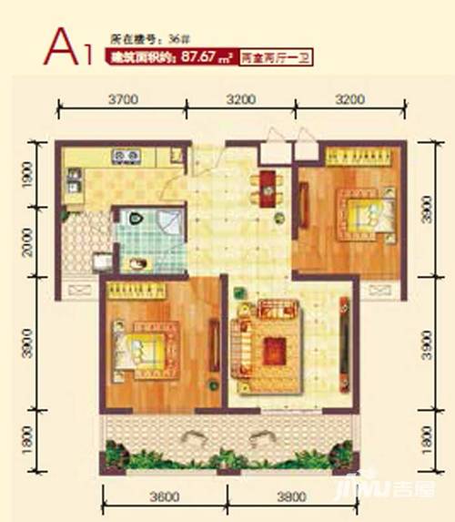 贝林阳江港湾户型图 87.67㎡
