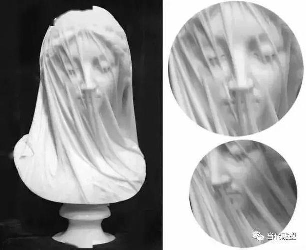 大理石雕塑之美蒙着面纱的女人