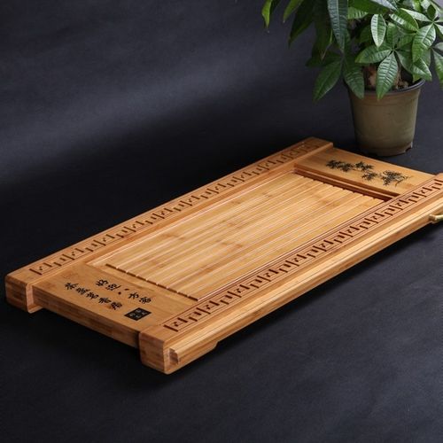 吉祥如意大号竹茶盘 平板 实木茶盘 单层排水竹制茶盘 茶台